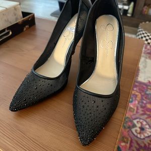 Jessica Simpson rhinestone black heels